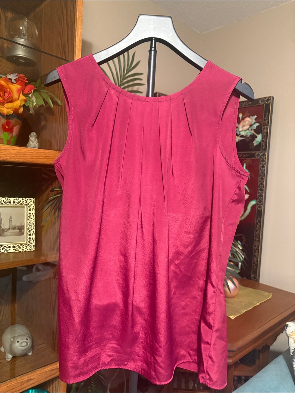 Sleeveless Satin Shell Top